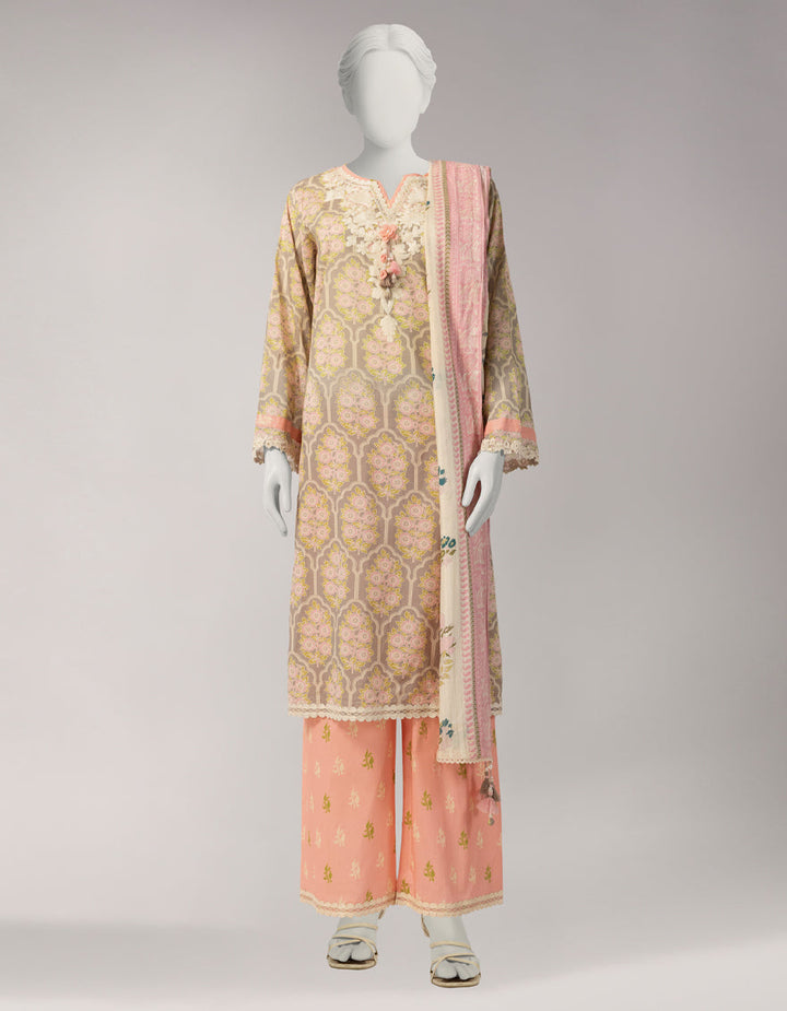 Lawn Multicolor Unstitched Suit - J. Junaid Jamshed