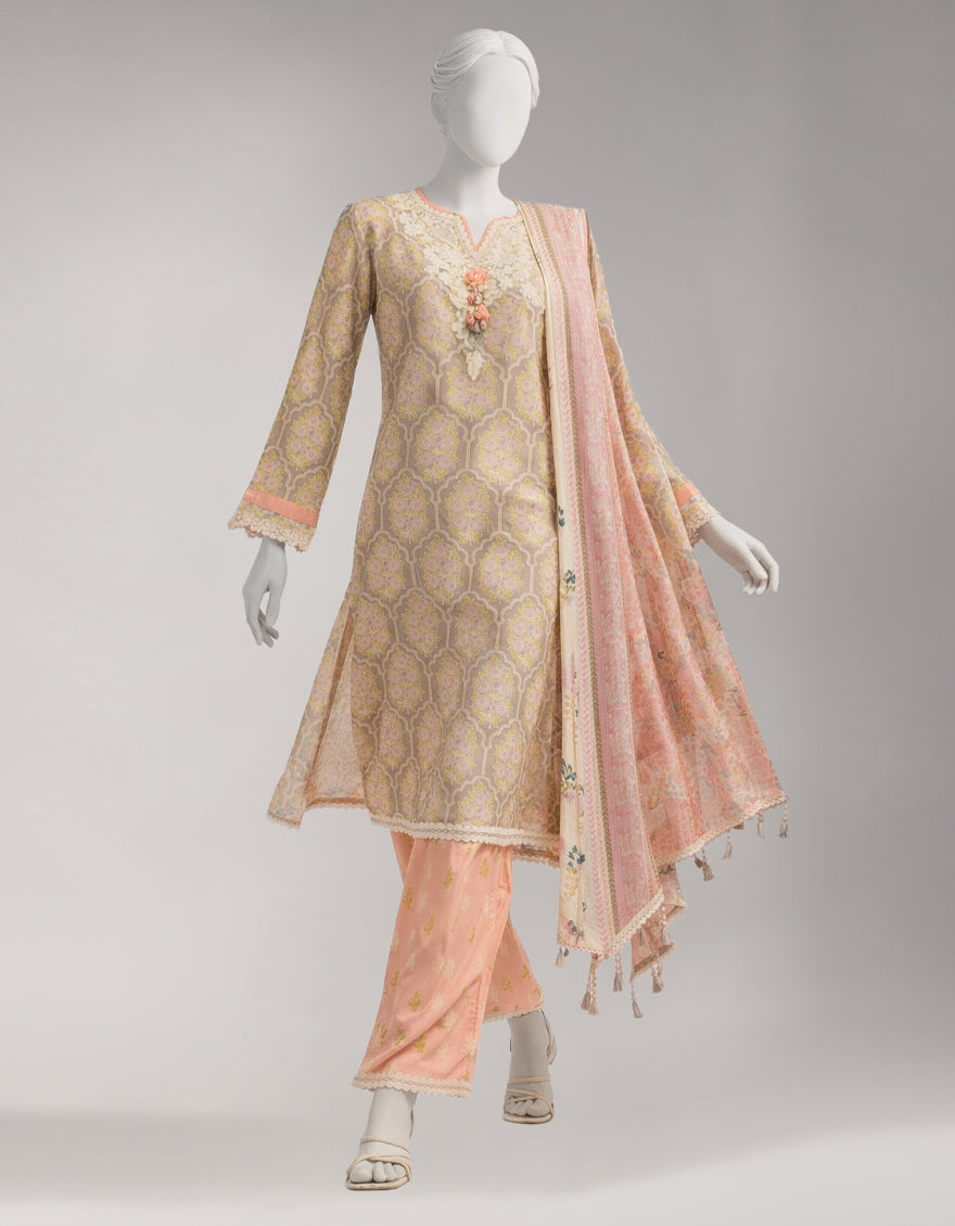 Lawn Multicolor Unstitched Suit - J. Junaid Jamshed