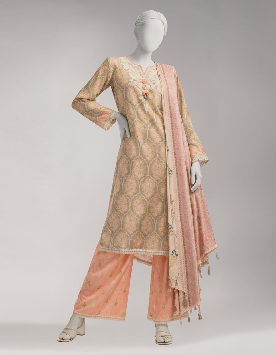 Lawn Multicolor Unstitched Suit - J. Junaid Jamshed