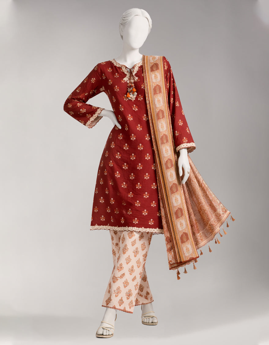 Lawn Multicolor Unstitched Suit - J. Junaid Jamshed