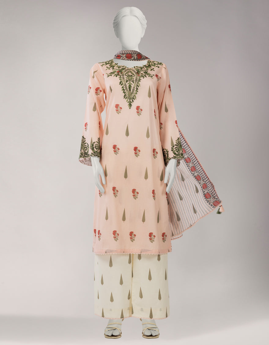 Lawn Multicolor Unstitched Suit - J. Junaid Jamshed