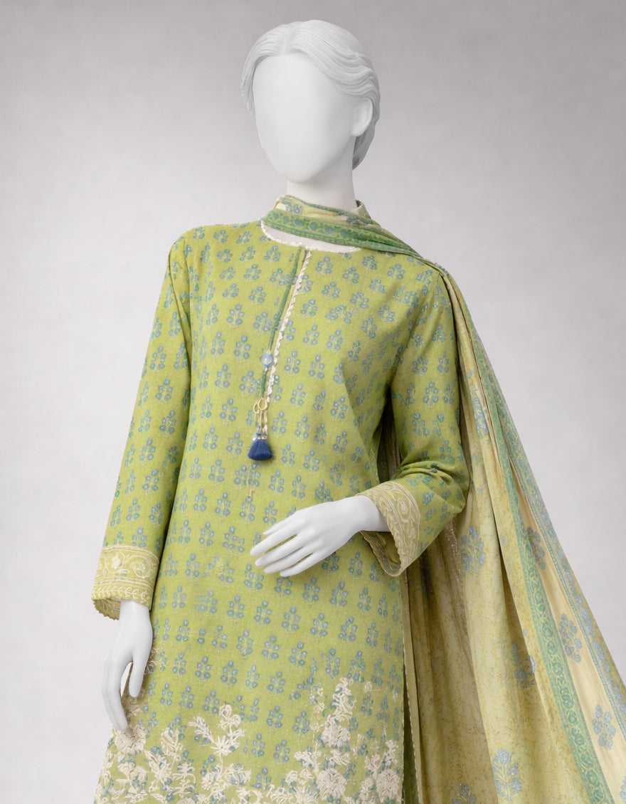 Lawn Multicolor Unstitched Suit - J. Junaid Jamshed