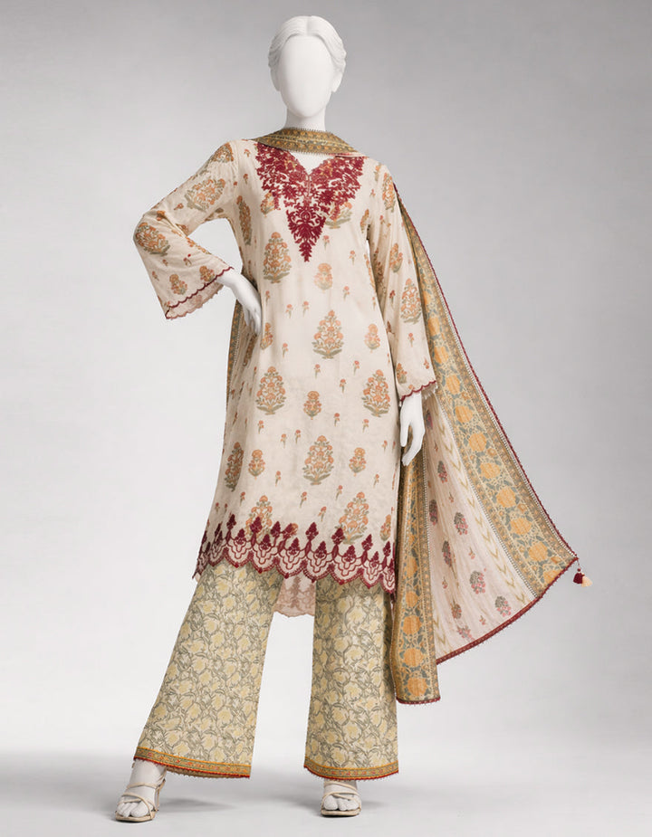 Lawn Multicolor Unstitched Suit - J. Junaid Jamshed