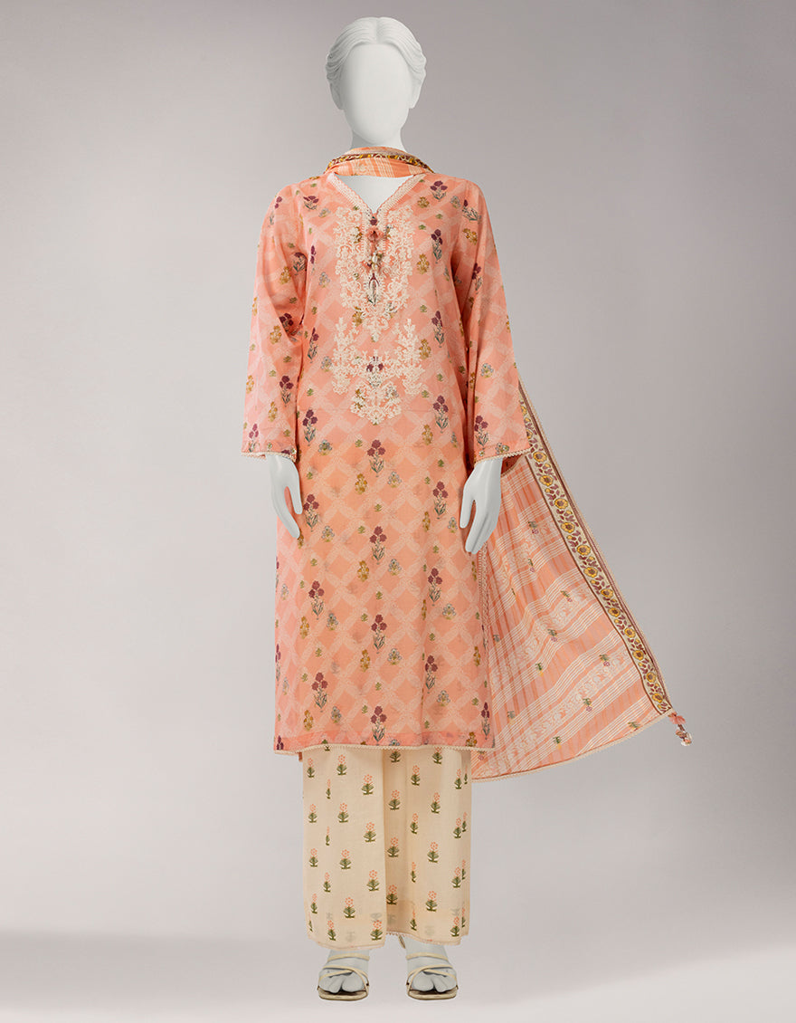 Lawn Multicolor Unstitched Suit - J. Junaid Jamshed
