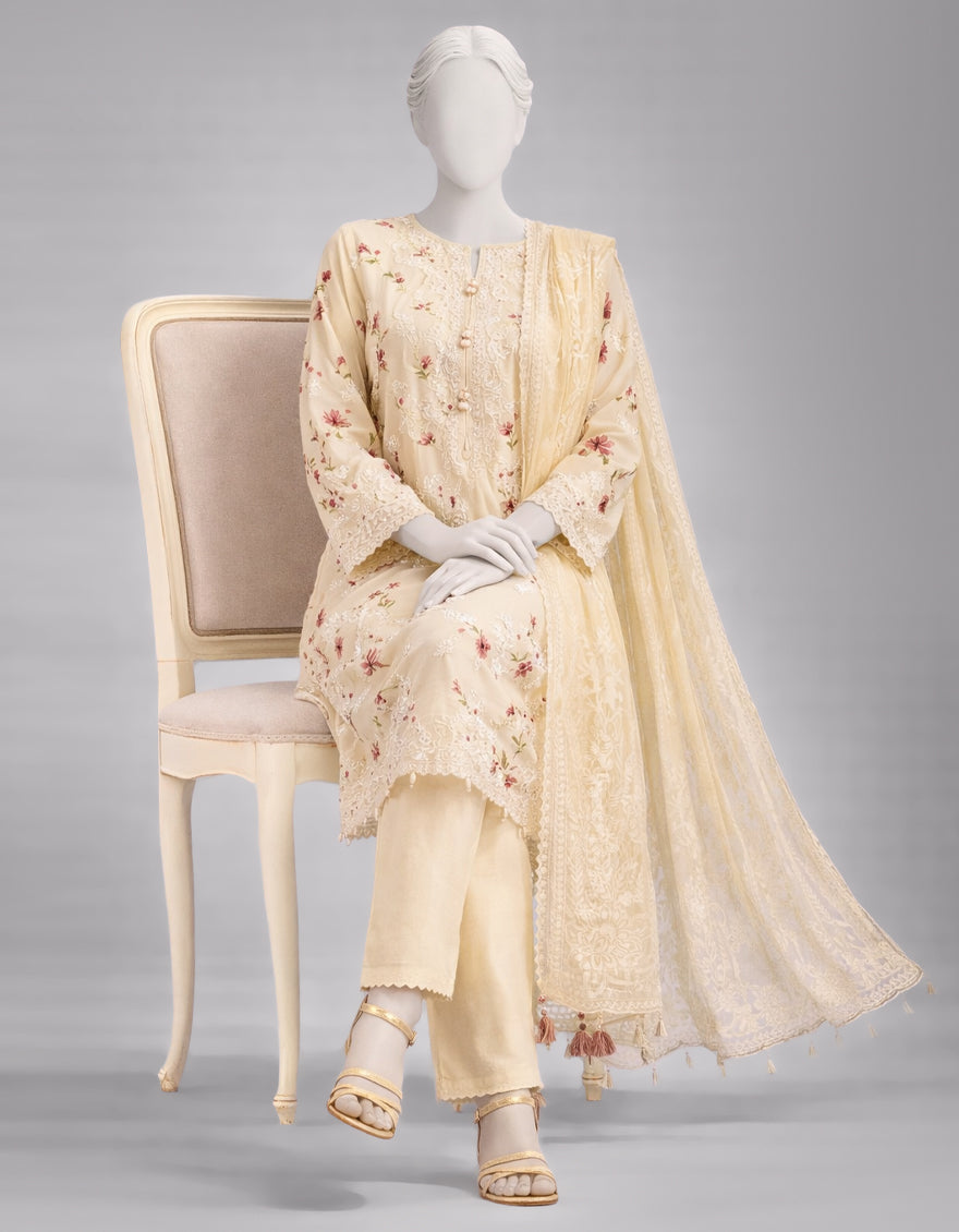 Lawn Multicolor Unstitched Suit - J. Junaid Jamshed