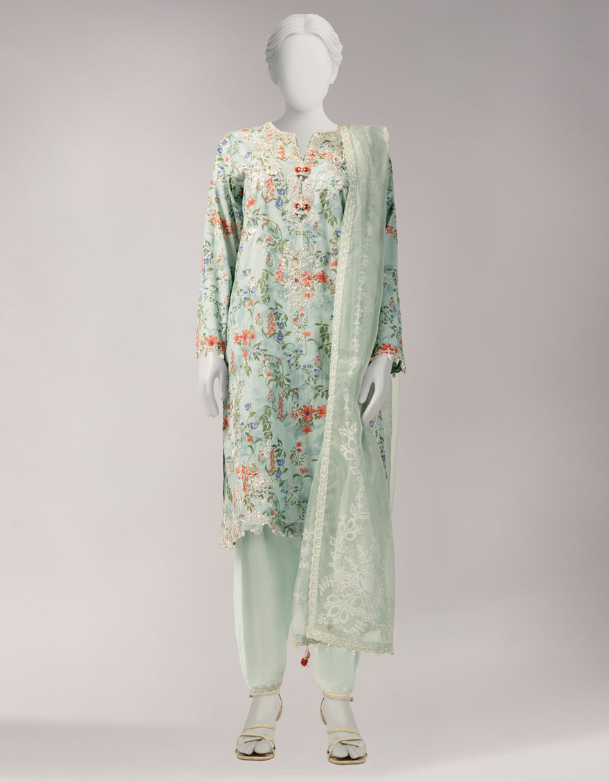 Lawn Multicolor Unstitched Suit - J. Junaid Jamshed