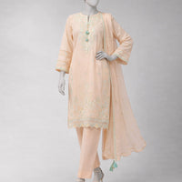 Lawn Peach Unstitched Suit - J. Junaid Jamshed