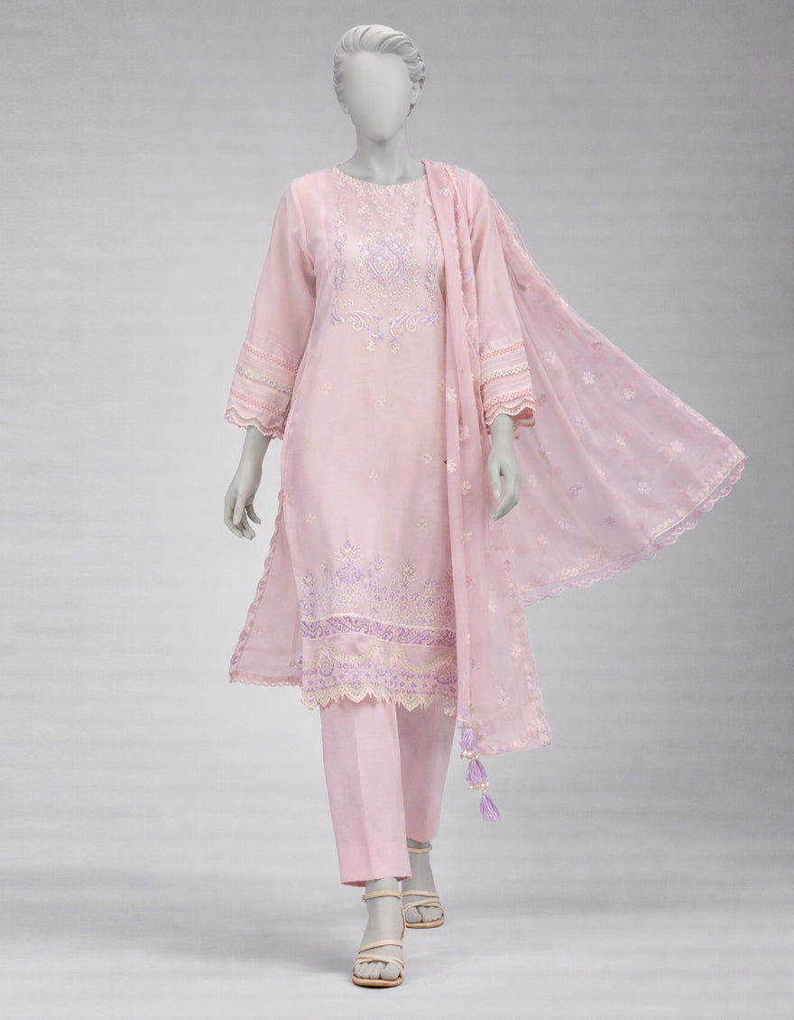 Lawn Pink Unstitched Suit - J. Junaid Jamshed
