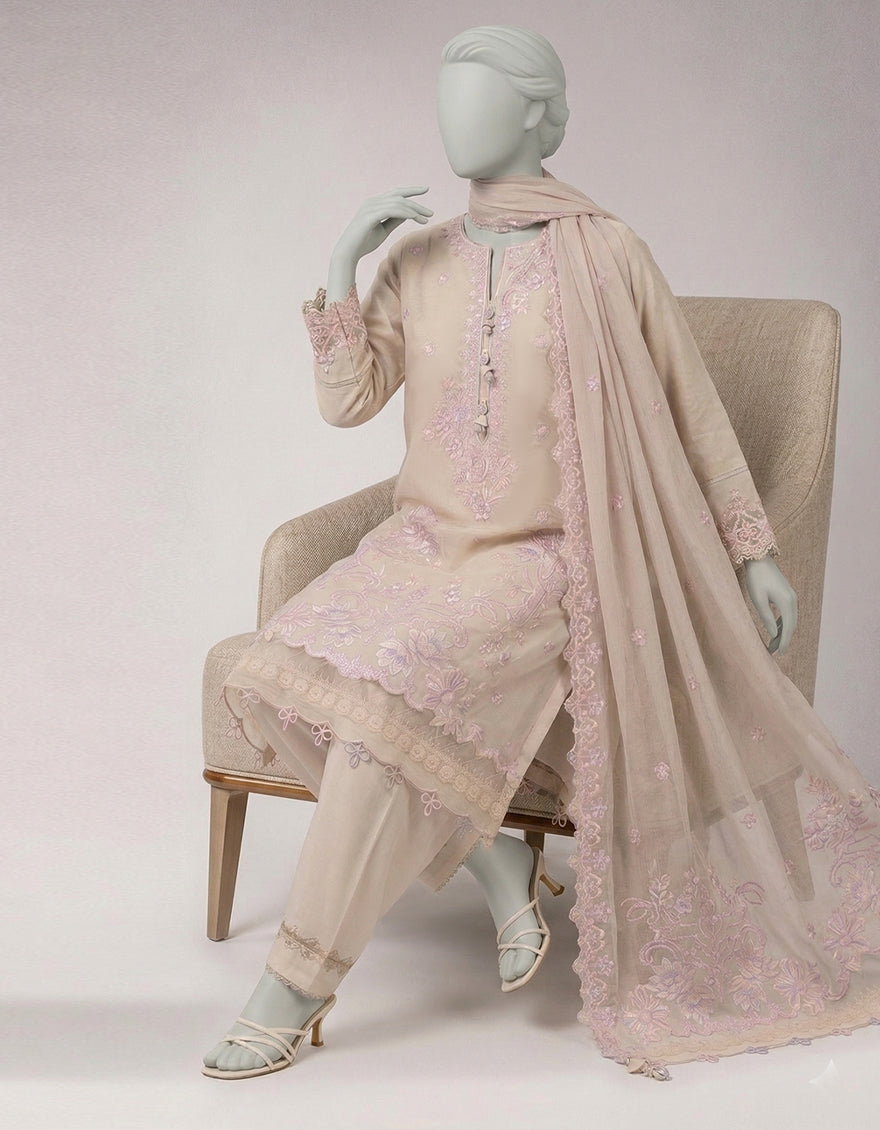 Lawn Purple Unstitched Suit - J. Junaid Jamshed