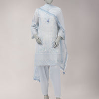 Lawn Blue Unstitched Suit - J. Junaid Jamshed