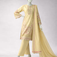 Lawn Green Unstitched Suit - J. Junaid Jamshed
