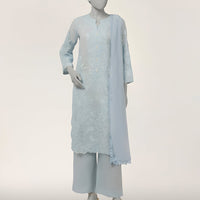 Lawn Blue Stitched Suit - J. Junaid Jamshed