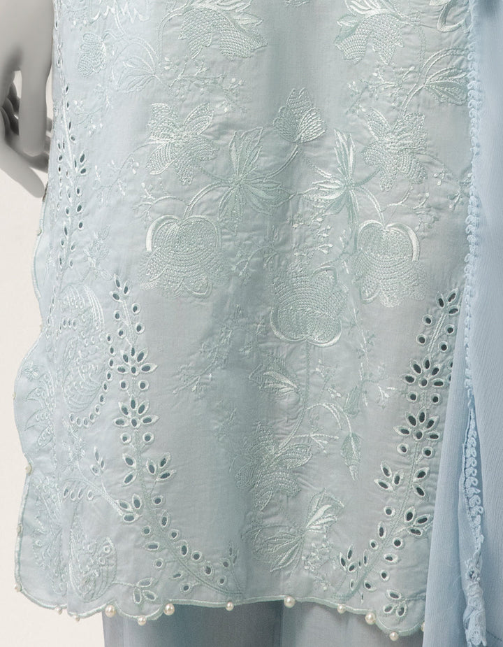 Lawn Blue Stitched Suit - J. Junaid Jamshed