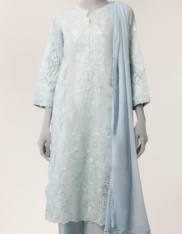 Lawn Blue Stitched Suit - J. Junaid Jamshed