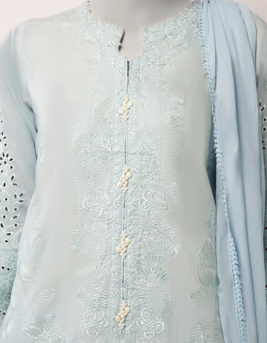 Lawn Blue Stitched Suit - J. Junaid Jamshed