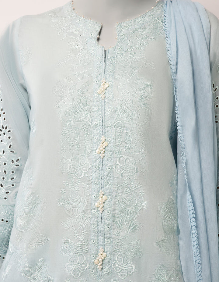 Lawn Blue Stitched Suit - J. Junaid Jamshed