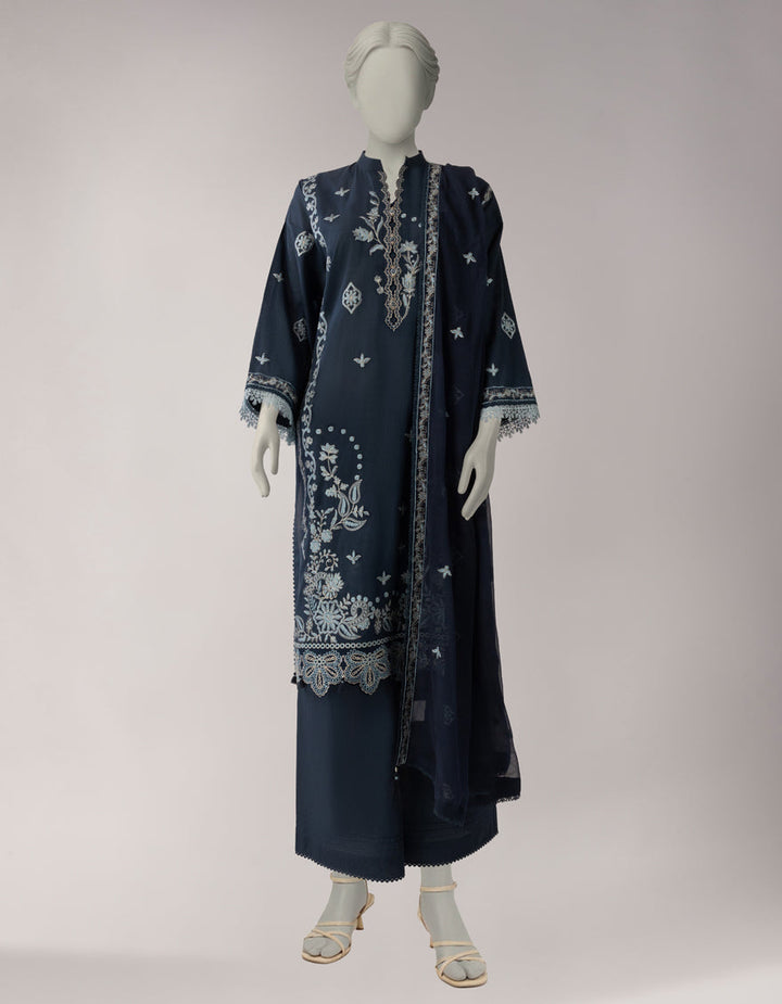 Lawn Blue Unstitched Suit - J. Junaid Jamshed