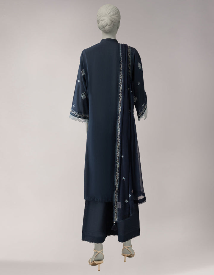 Lawn Blue Unstitched Suit - J. Junaid Jamshed