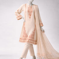 Jacquard Beige Unstitched Suit - J. Junaid Jamshed