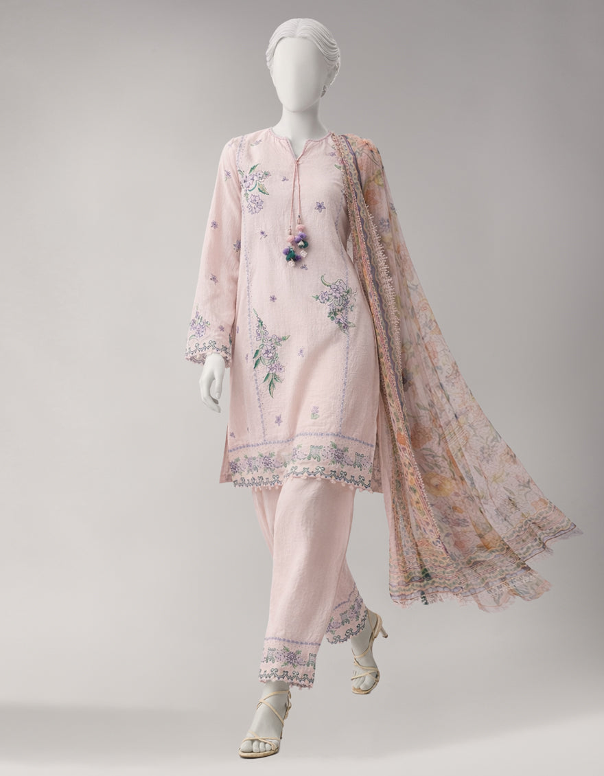 Lawn Pink Unstitched Suit - J. Junaid Jamshed