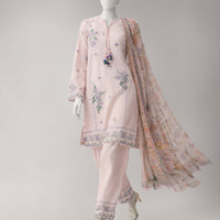 Lawn Pink Unstitched Suit - J. Junaid Jamshed