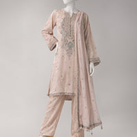 Jacquard Pink Unstitched Suit - J. Junaid Jamshed