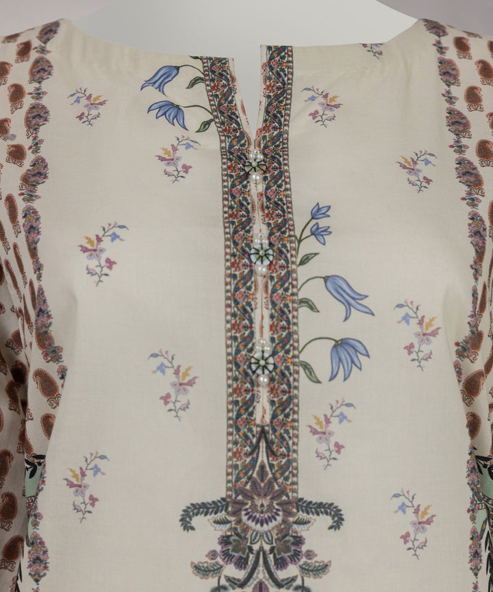 Lawn Off White Unstitched Suit - J. Junaid Jamshed