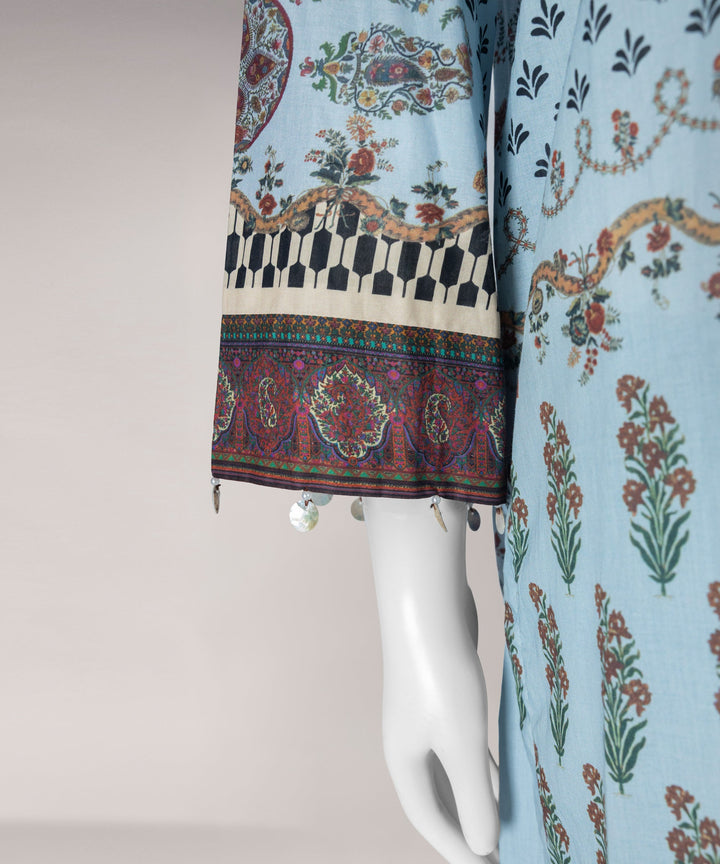 Lawn Blue Unstitched Suit - J. Junaid Jamshed