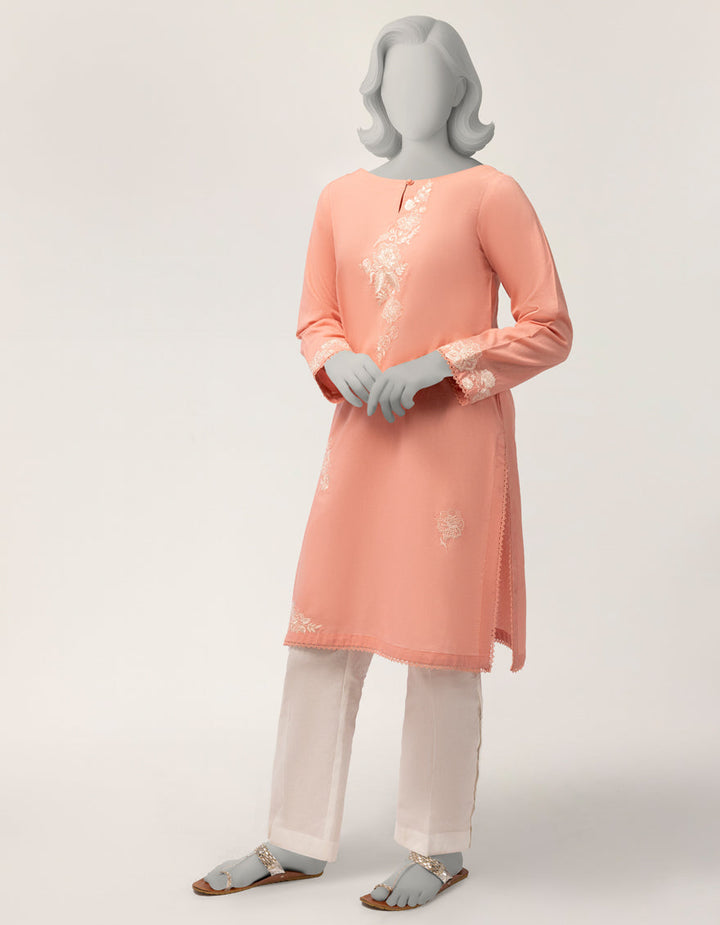 Lawn Peach Kurti - J. Junaid Jamshed