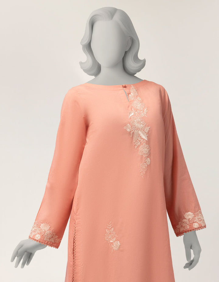 Lawn Peach Kurti - J. Junaid Jamshed