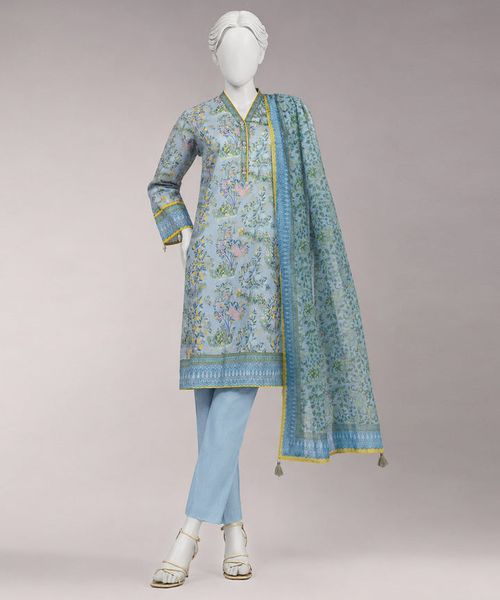 Lawn Grey Unstitched Suit - J. Junaid Jamshed