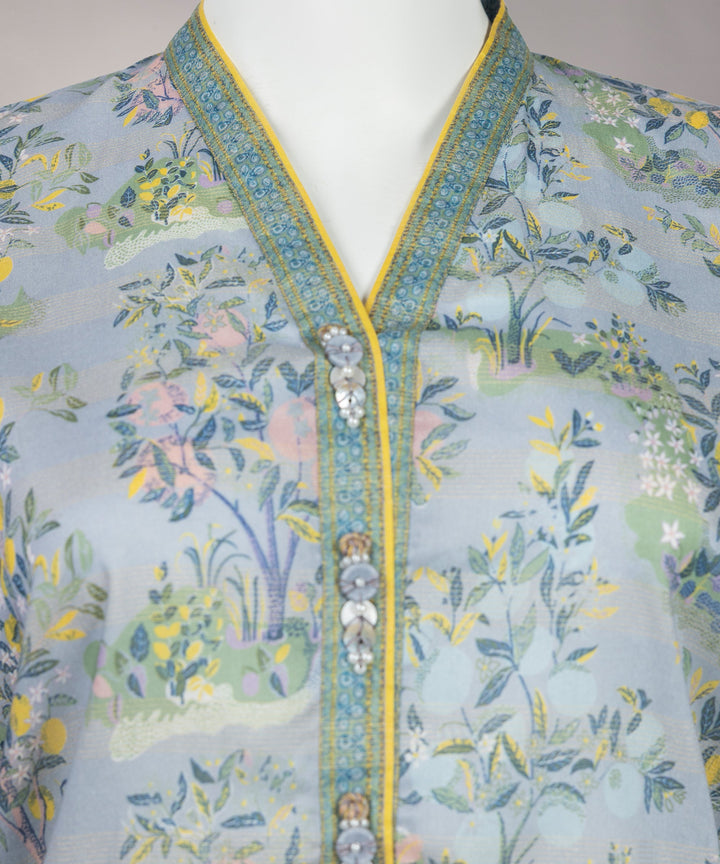 Lawn Grey Unstitched Suit - J. Junaid Jamshed