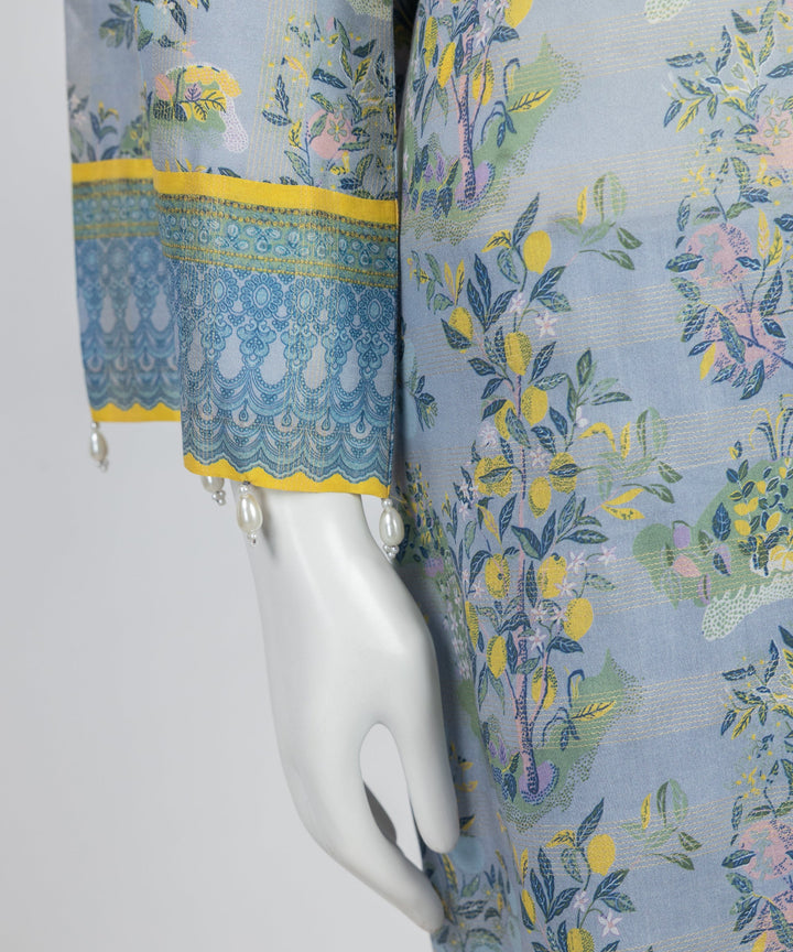 Lawn Grey Unstitched Suit - J. Junaid Jamshed