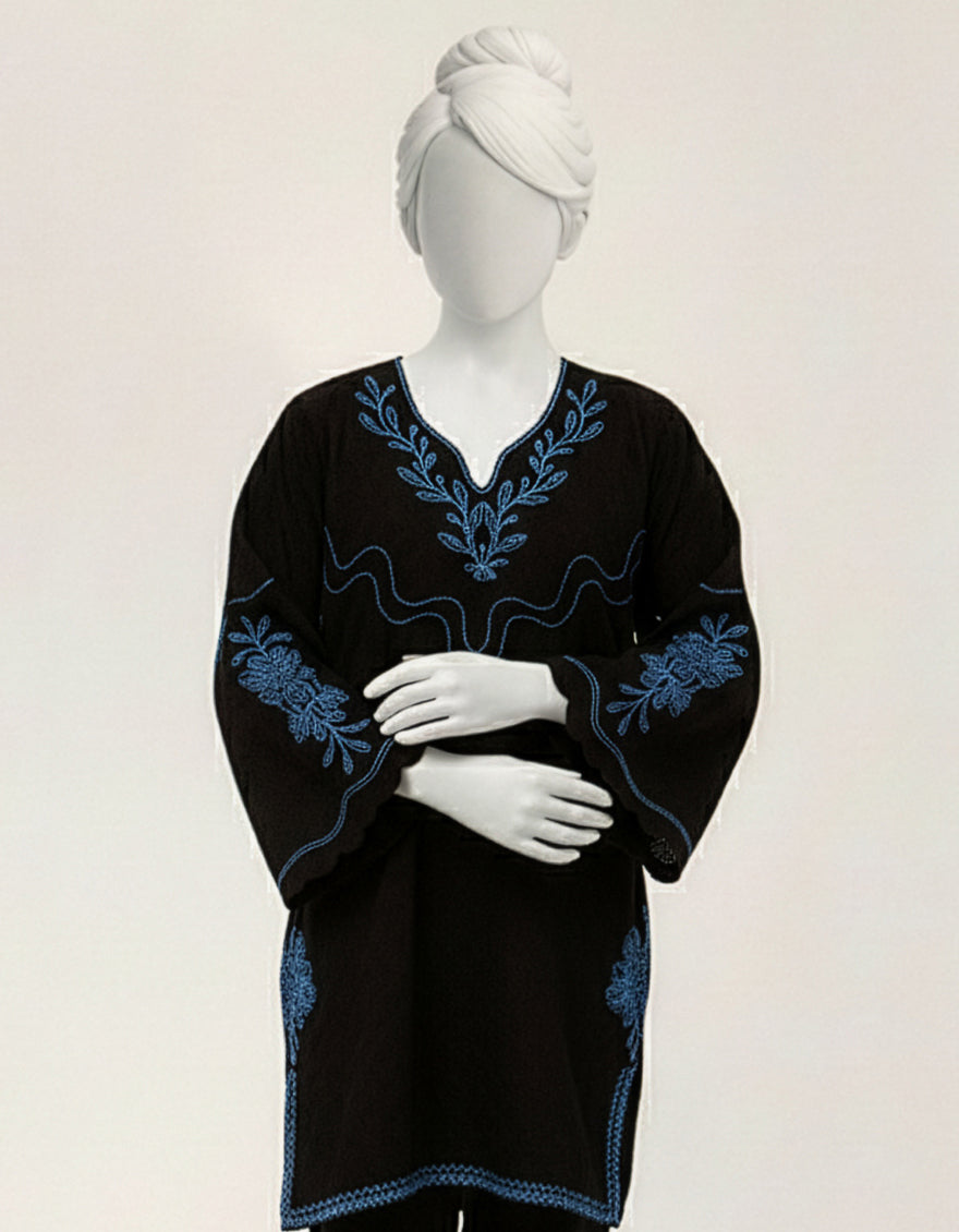 Textured Black Kurti - J. Junaid Jamshed