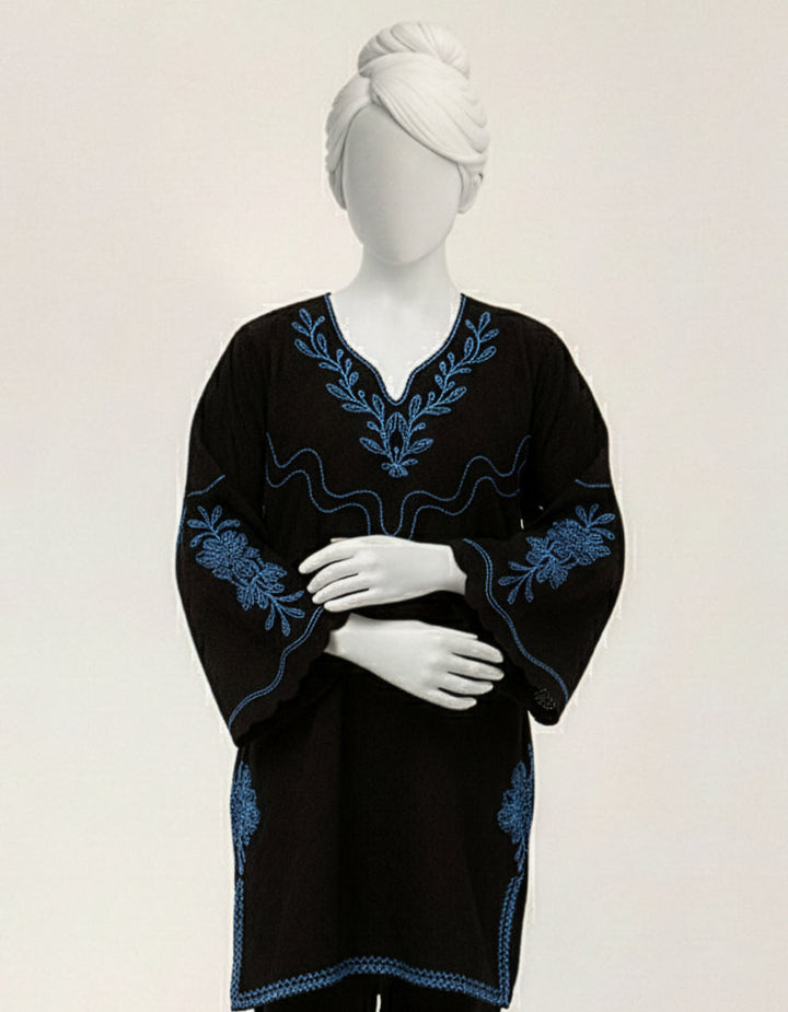 Textured Black Kurti - J. Junaid Jamshed