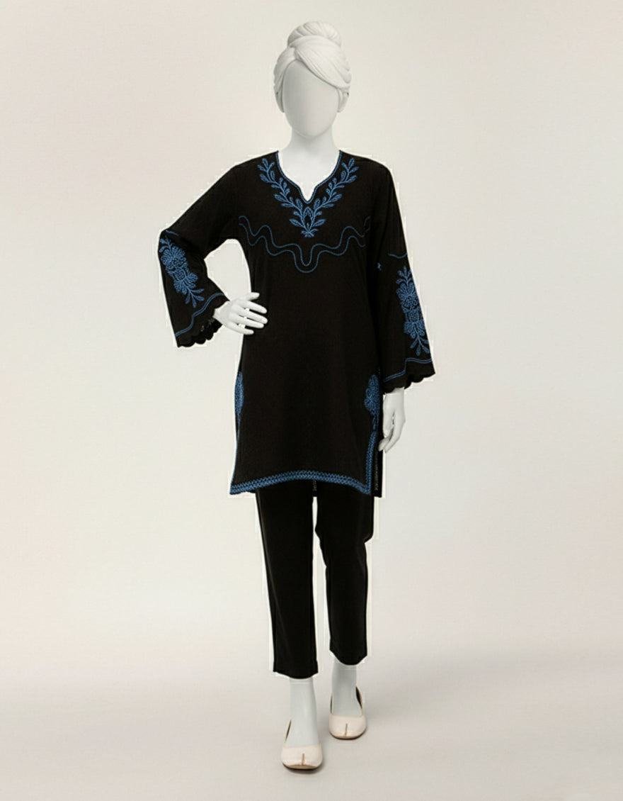 Textured Black Kurti - J. Junaid Jamshed