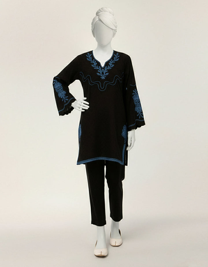 Textured Black Kurti - J. Junaid Jamshed