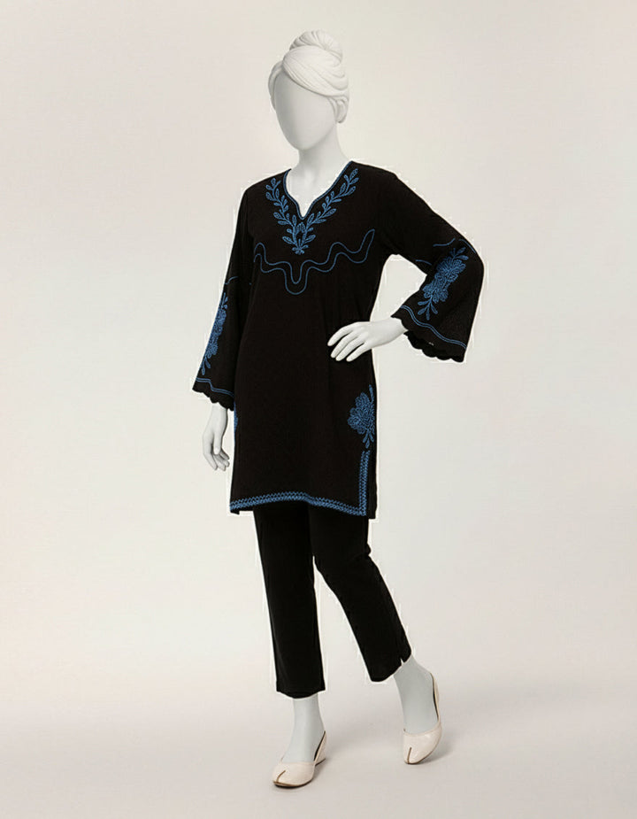 Textured Black Kurti - J. Junaid Jamshed