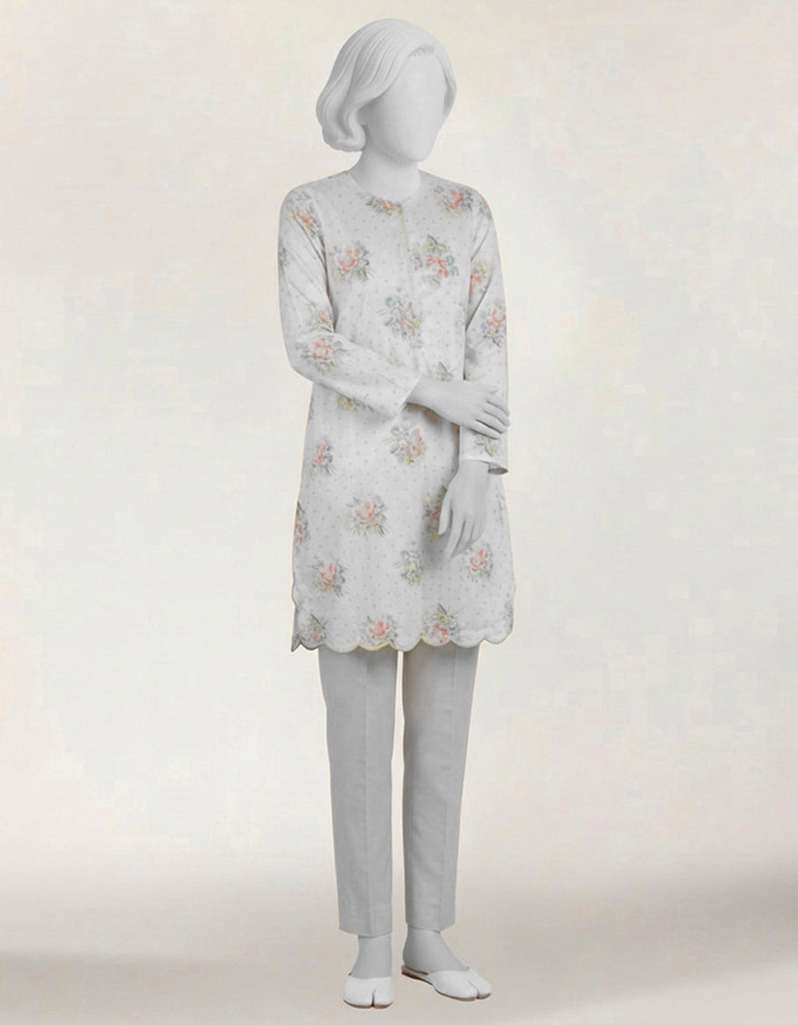 Lawn White Kurti - J. Junaid Jamshed
