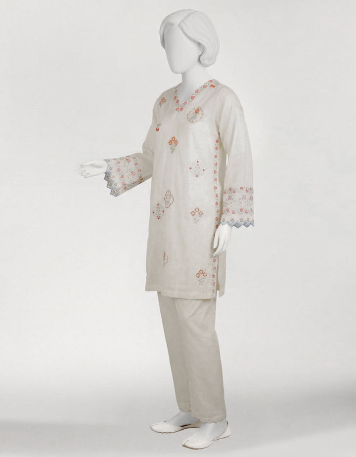 Lawn White Stitched Suit - J. Junaid Jamshed