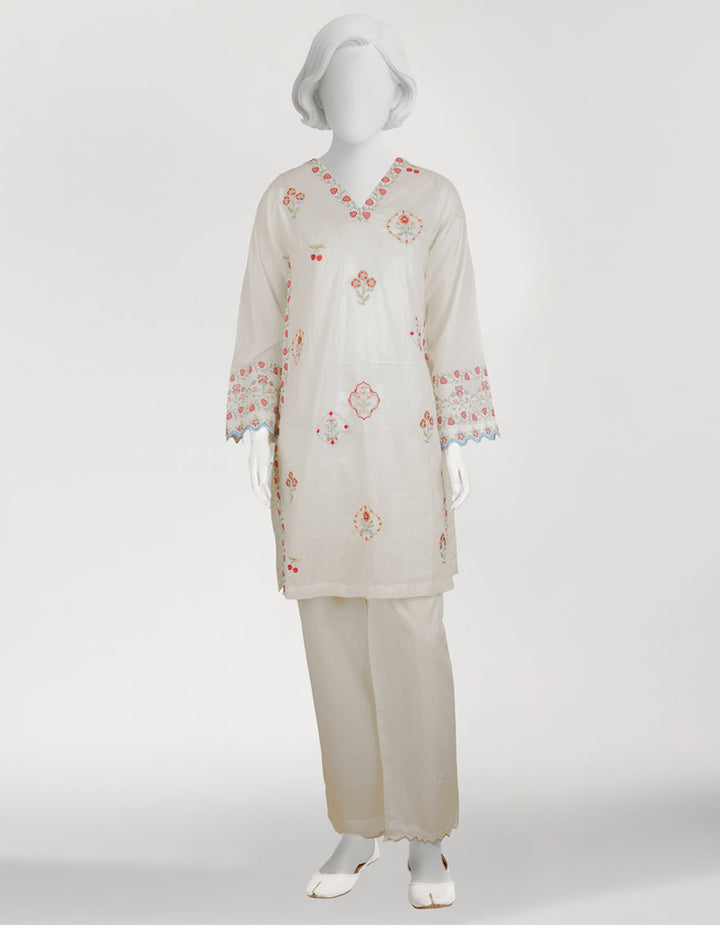 Lawn White Stitched Suit - J. Junaid Jamshed