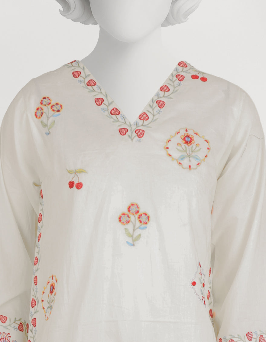 Lawn White Stitched Suit - J. Junaid Jamshed