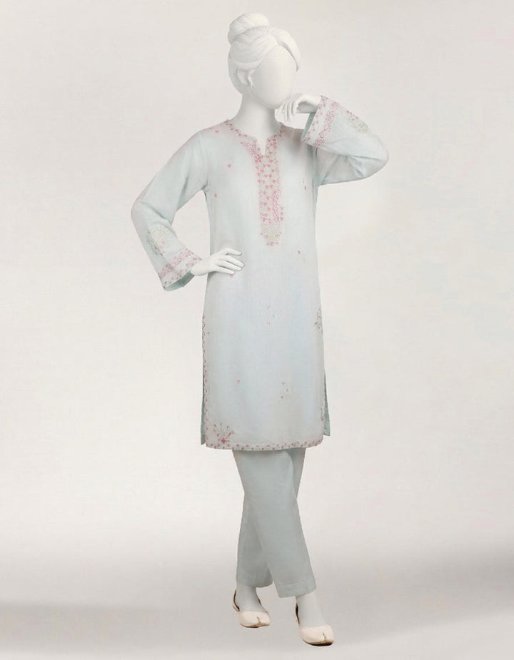 Lawn Blue Stitched Suit - J. Junaid Jamshed