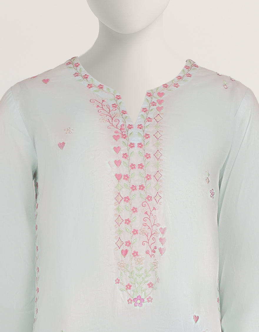 Lawn Blue Stitched Suit - J. Junaid Jamshed