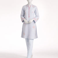 Lawn Blue Stitched Suit - J. Junaid Jamshed