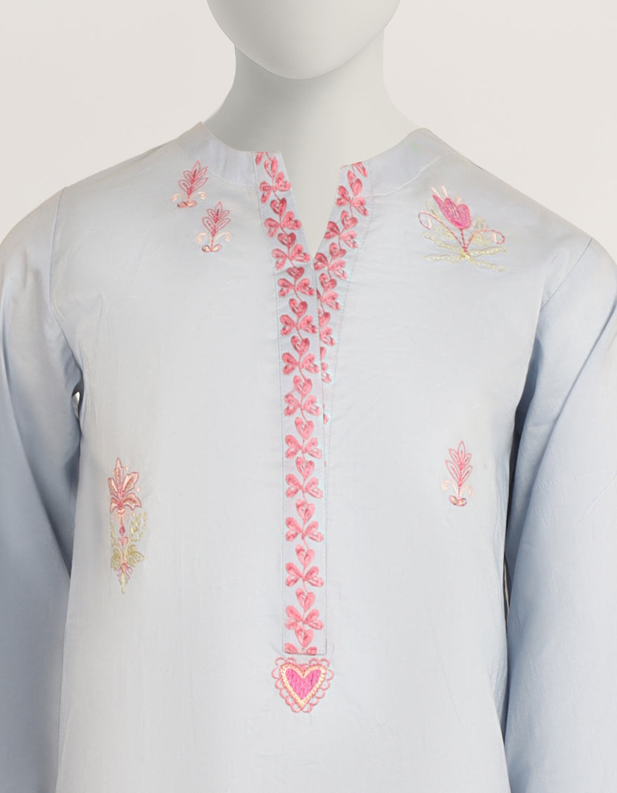 Lawn Blue Stitched Suit - J. Junaid Jamshed