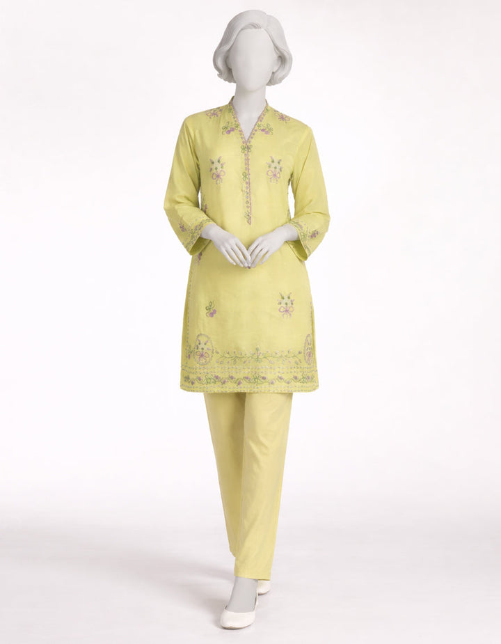Lawn Green Stitched Suit - J. Junaid Jamshed