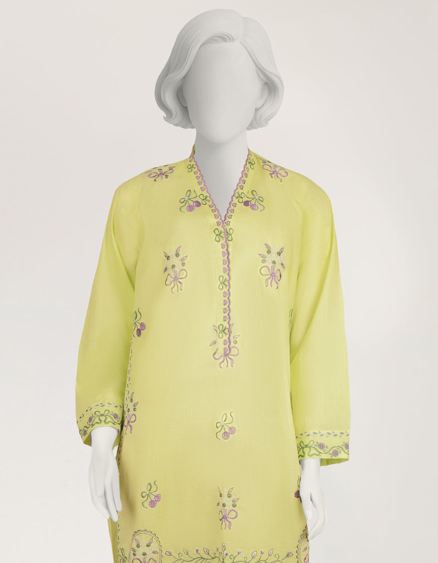 Lawn Green Stitched Suit - J. Junaid Jamshed