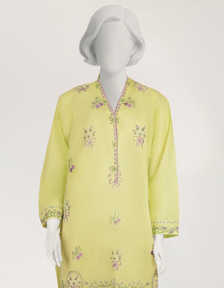 Lawn Green Stitched Suit - J. Junaid Jamshed