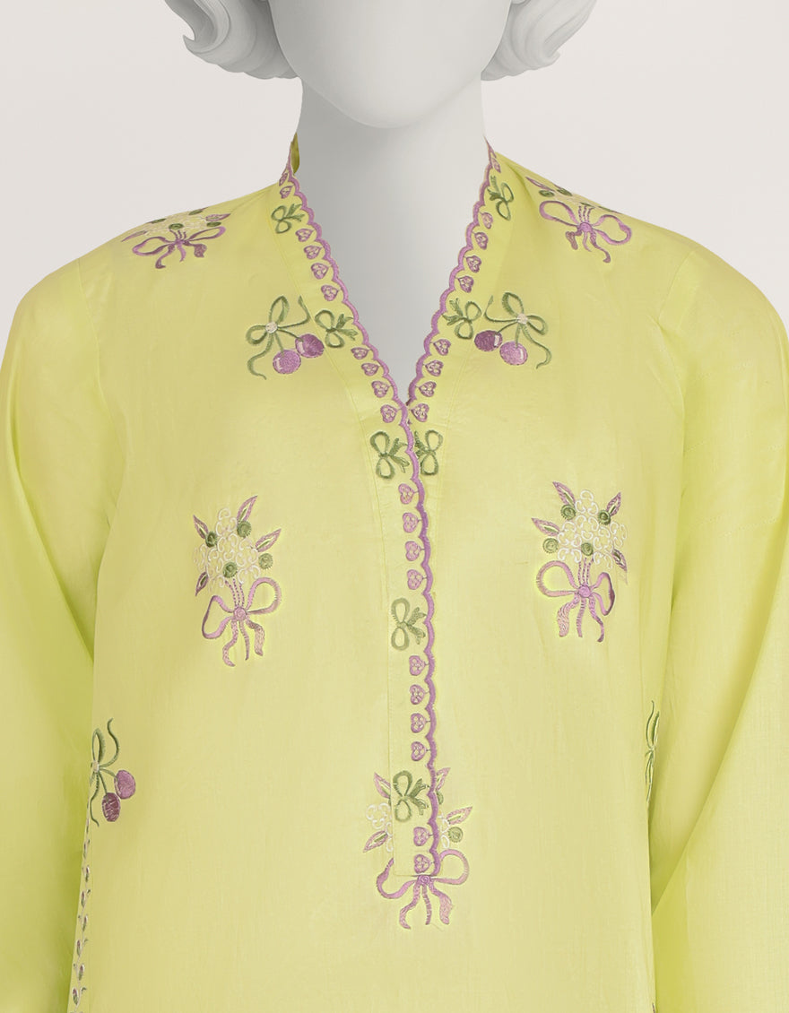 Lawn Green Stitched Suit - J. Junaid Jamshed